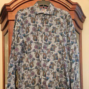 London 7 Downie Street Couture Paisley Button Down Shirt